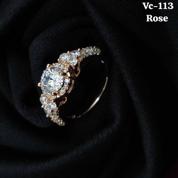 Vivah Creations Rose Gold Plated AD Stone Adjustable Ring