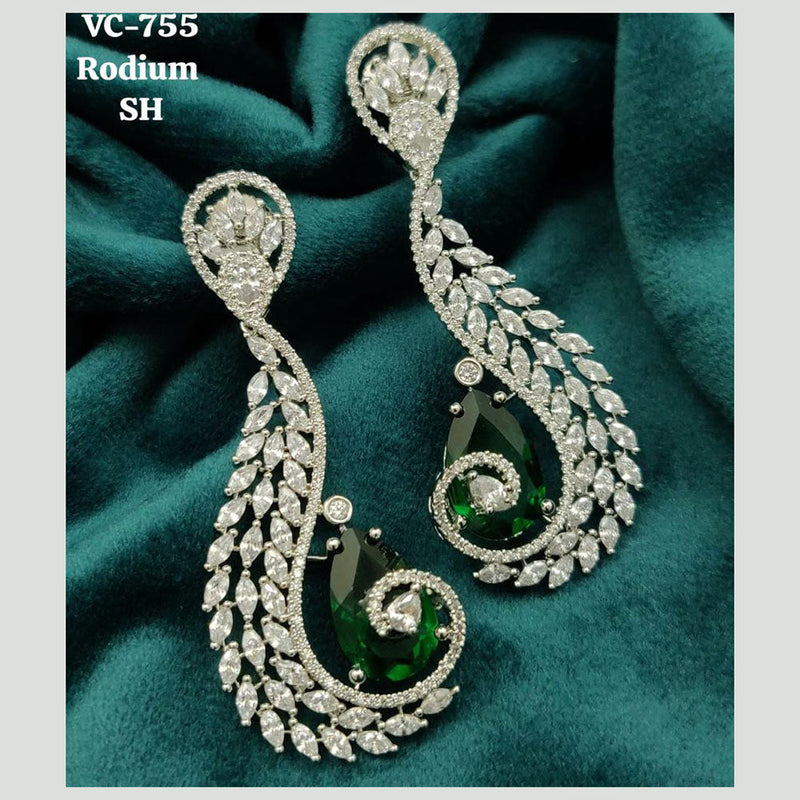 Vivah Creations Silver Plated AD Stone Dangler Earrings