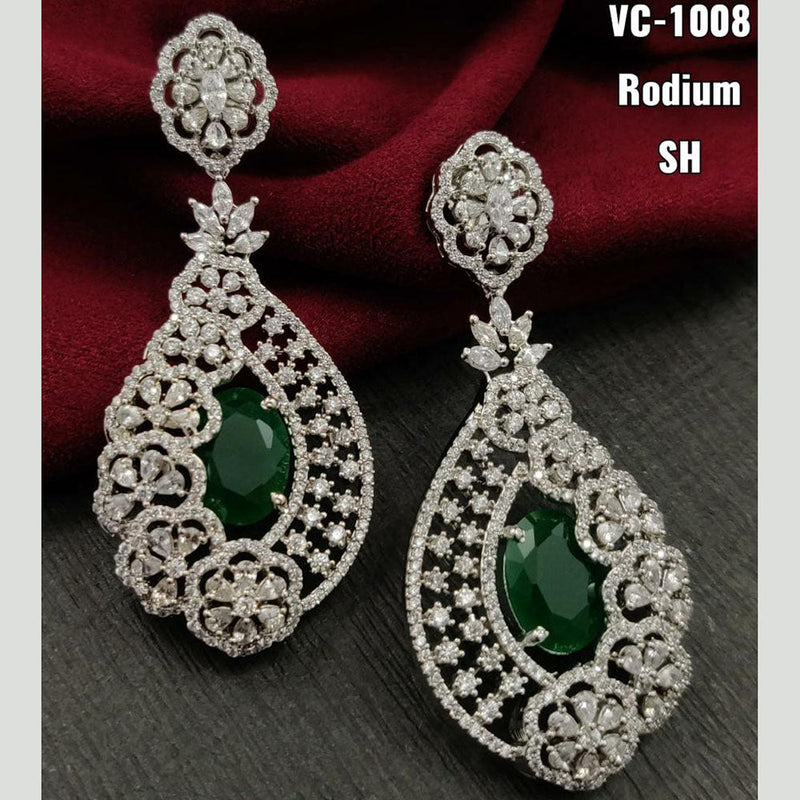 Vivah Creations Silver Plated AD Stone Dangler Earrings