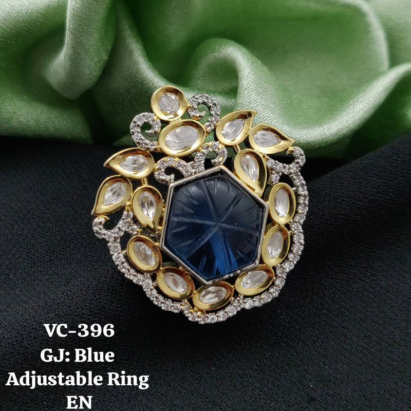 Vivah Creations Gold Plated Kundan Stone Adjustable Ring