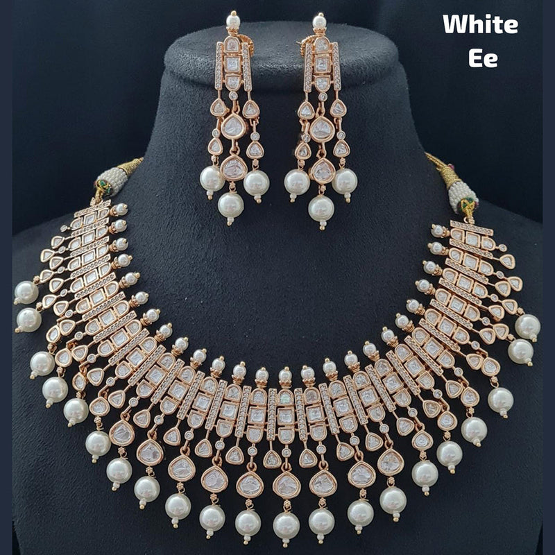 Vivah Creations Rose Gold Plated AD Stone Necklace Set