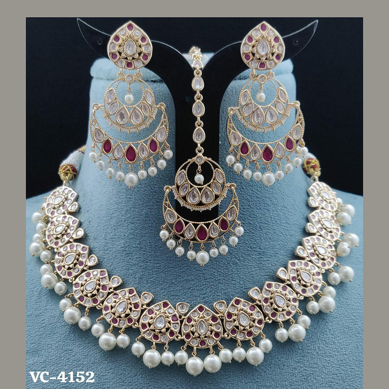 Vivah Creations Gold Plated AD Stone Necklace Set