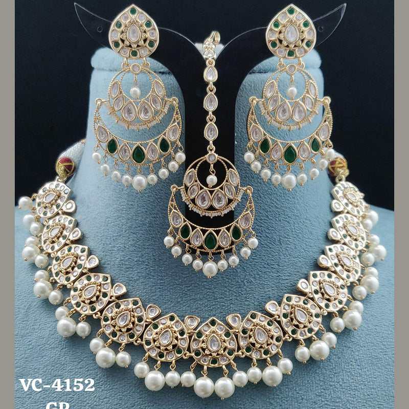 Vivah Creations Gold Plated AD Stone Necklace Set