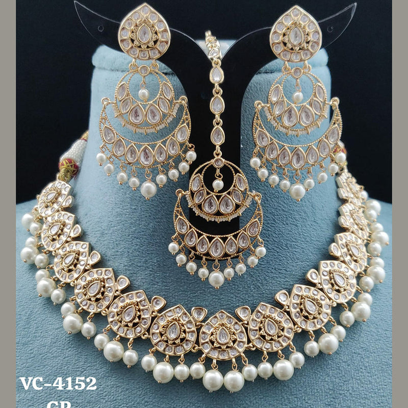 Vivah Creations Gold Plated AD Stone Necklace Set