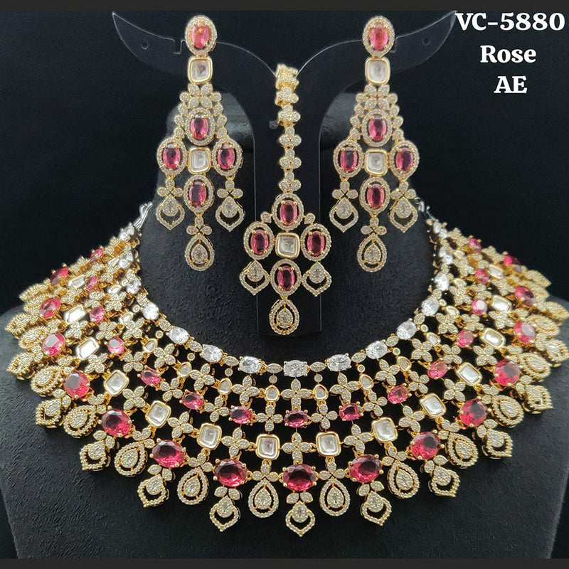 Vivah Creations Gold Plated AD Stone Necklace Set