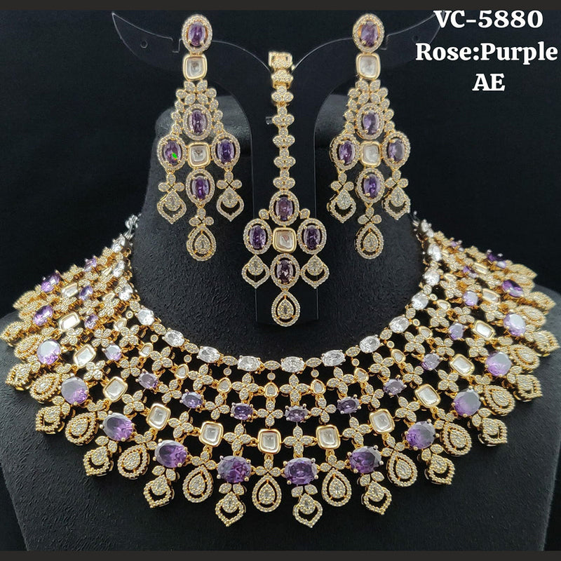 Vivah Creations Gold Plated AD Stone Necklace Set