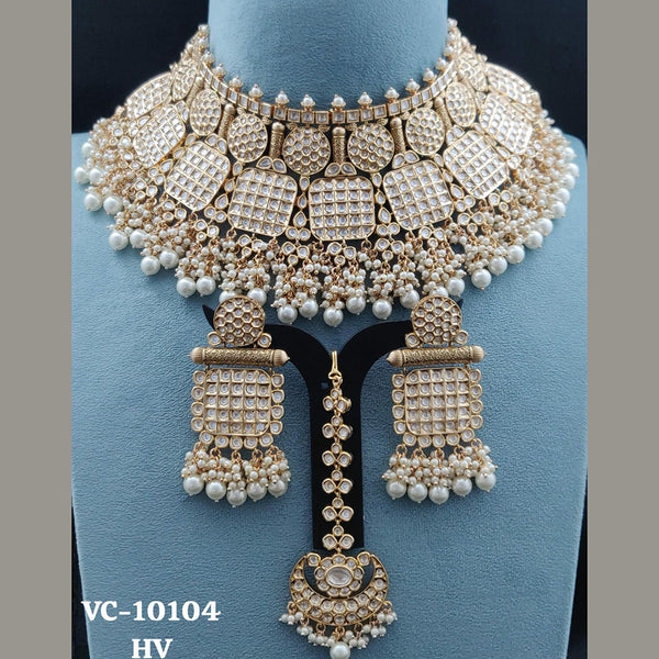 Vivah Creations Gold Plated AD Stone Necklace Set