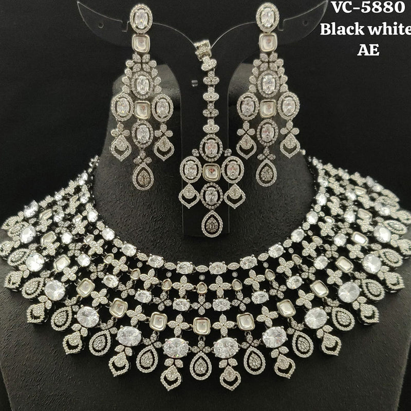 Vivah Creations Silver Plated AD Stone Necklace Set