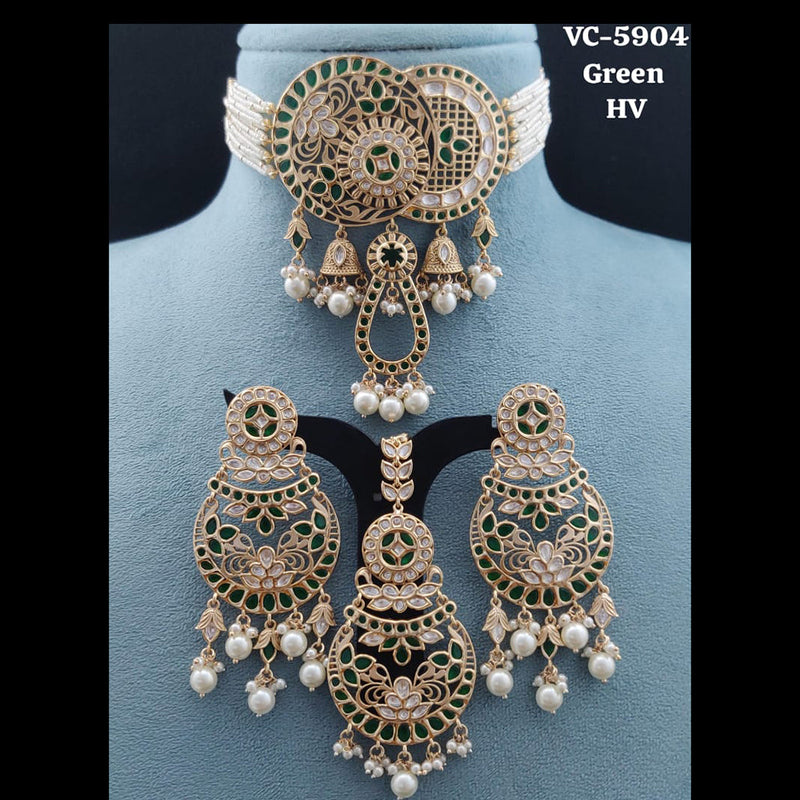 Vivah Creations Gold Plated Reverse AD Necklace Set