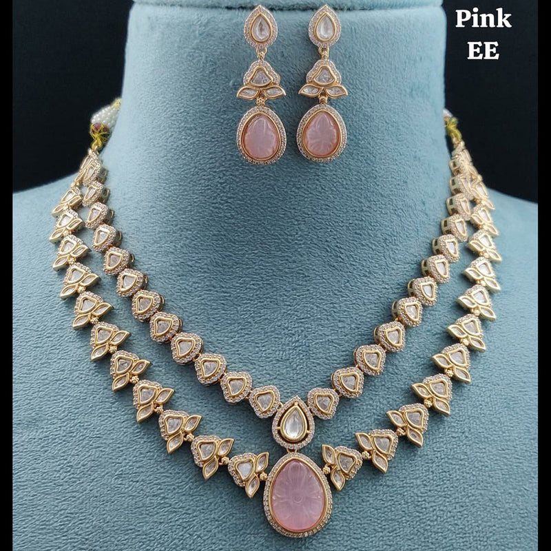 Vivah Creations Gold Plated Reverse AD Necklace Set