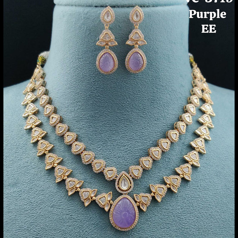 Vivah Creations Gold Plated Reverse AD Necklace Set