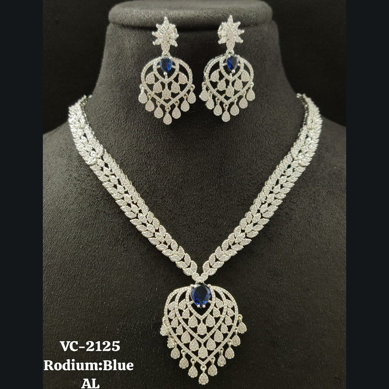 Vivah Creations Silver Plated AD Necklace Set