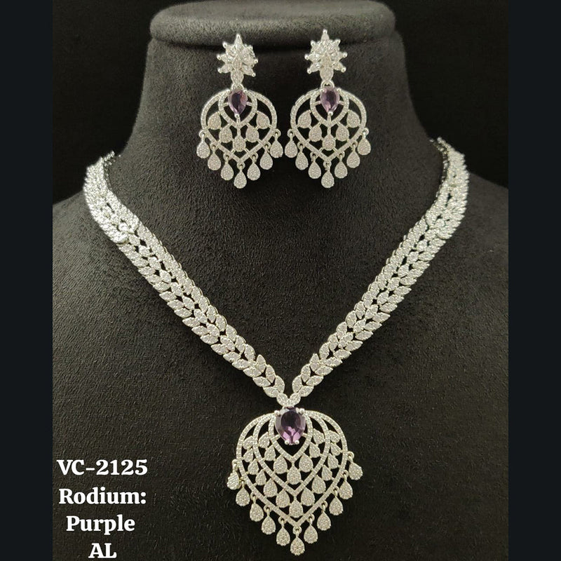 Vivah Creations Silver Plated AD Necklace Set