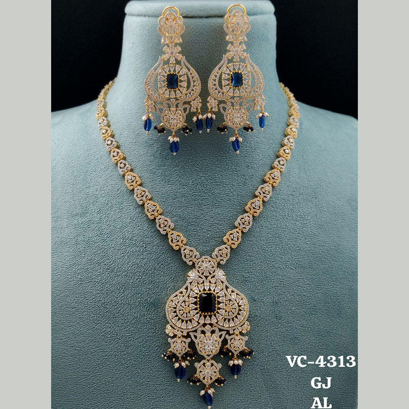 Vivah Creations Silver Plated AD Necklace Set