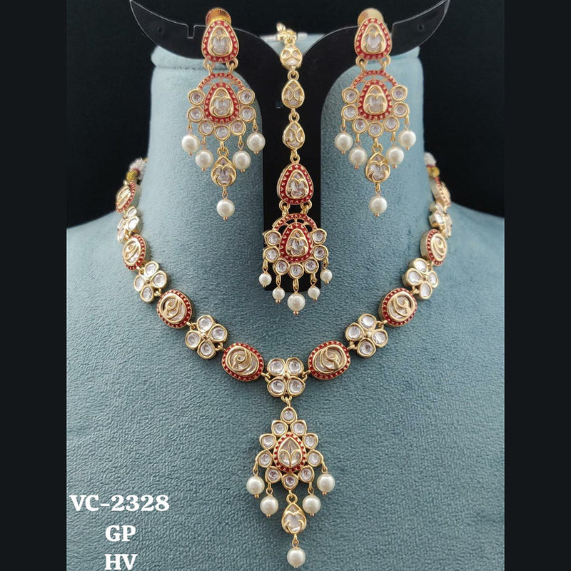 Vivah Creations Gold Plated Reverse AD Necklace Set