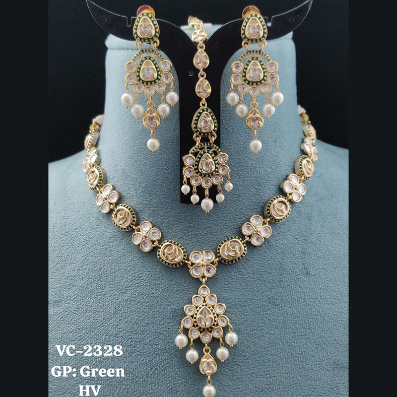 Vivah Creations Gold Plated Reverse AD Necklace Set