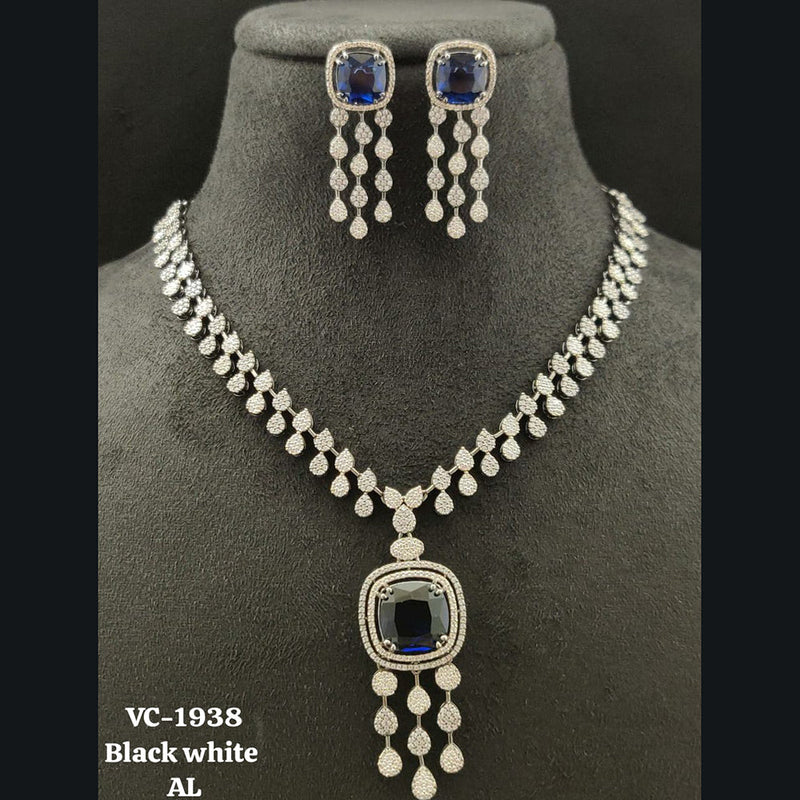 Vivah Creations Silver Plated AD Necklace Set