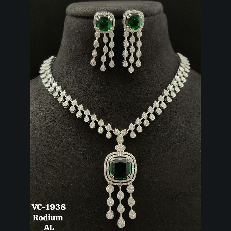 Vivah Creations Silver Plated AD Necklace Set