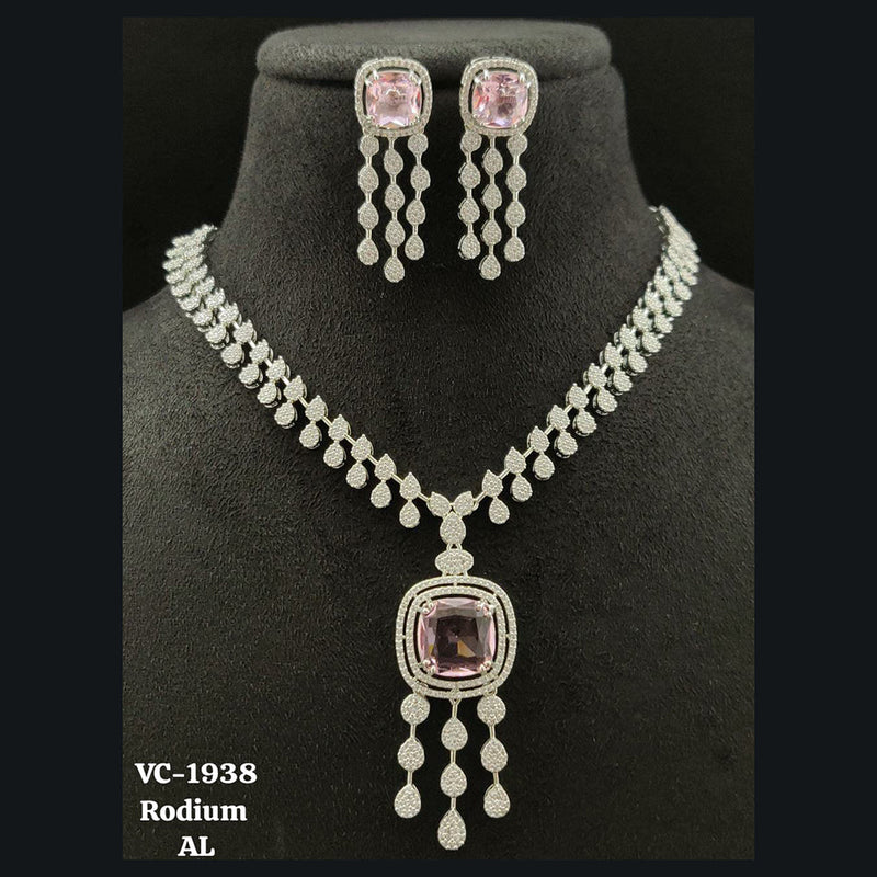 Vivah Creations Silver Plated AD Necklace Set