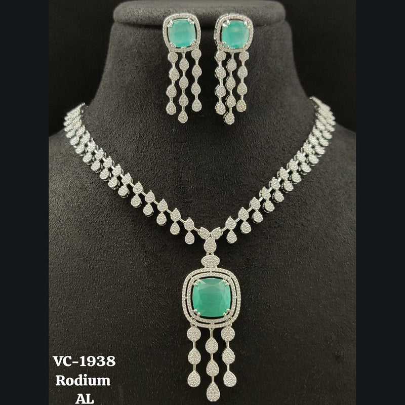 Vivah Creations Silver Plated AD Necklace Set