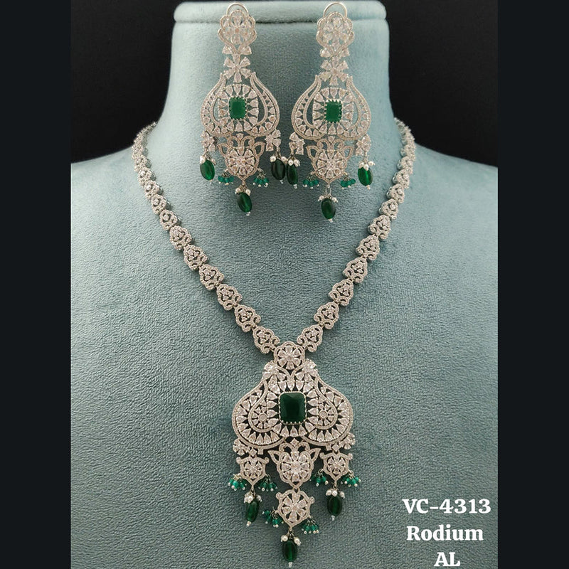 Vivah Creations Silver Plated AD Necklace Set