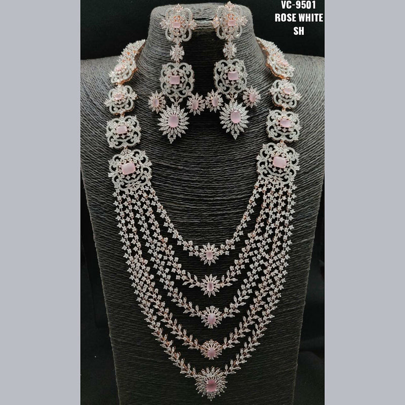 Vivah Creations Rose Gold Plated AD Necklace Set