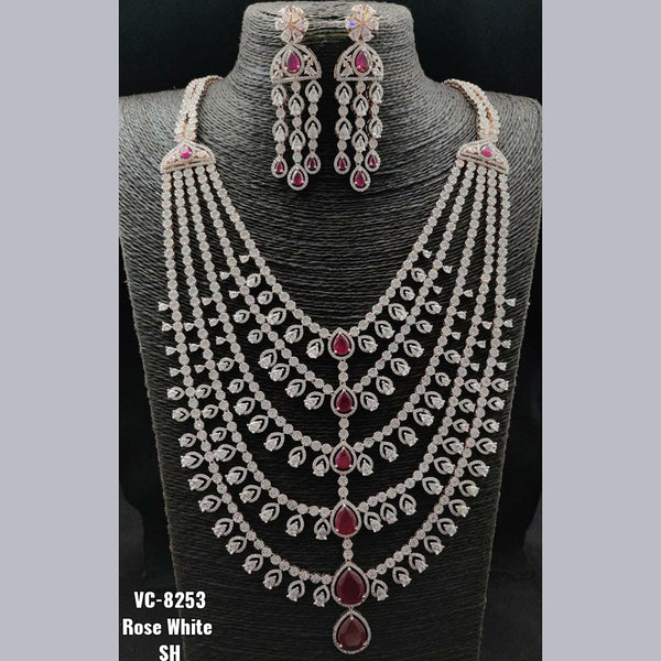 Vivah Creations Rose Gold Plated AD Necklace Set