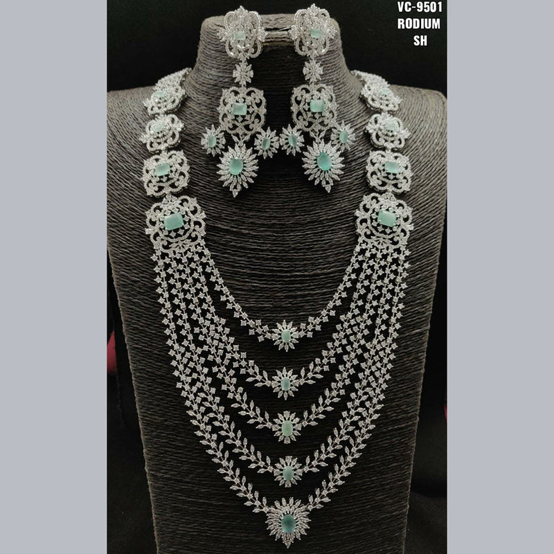 Vivah Creations Silver Plated AD Necklace Set