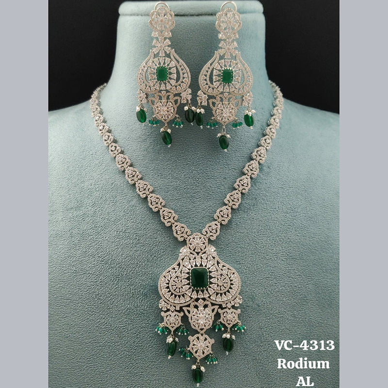 Vivah Creations Silver Plated AD Necklace Set