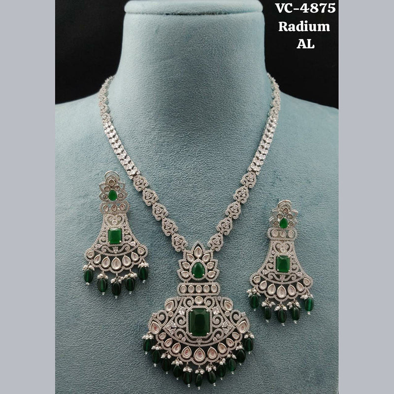 Vivah Creations Silver Plated AD Necklace Set