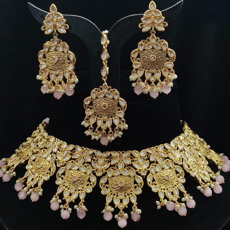 Vivah Creations Gold Plated Reverse AD Choker Necklace Set