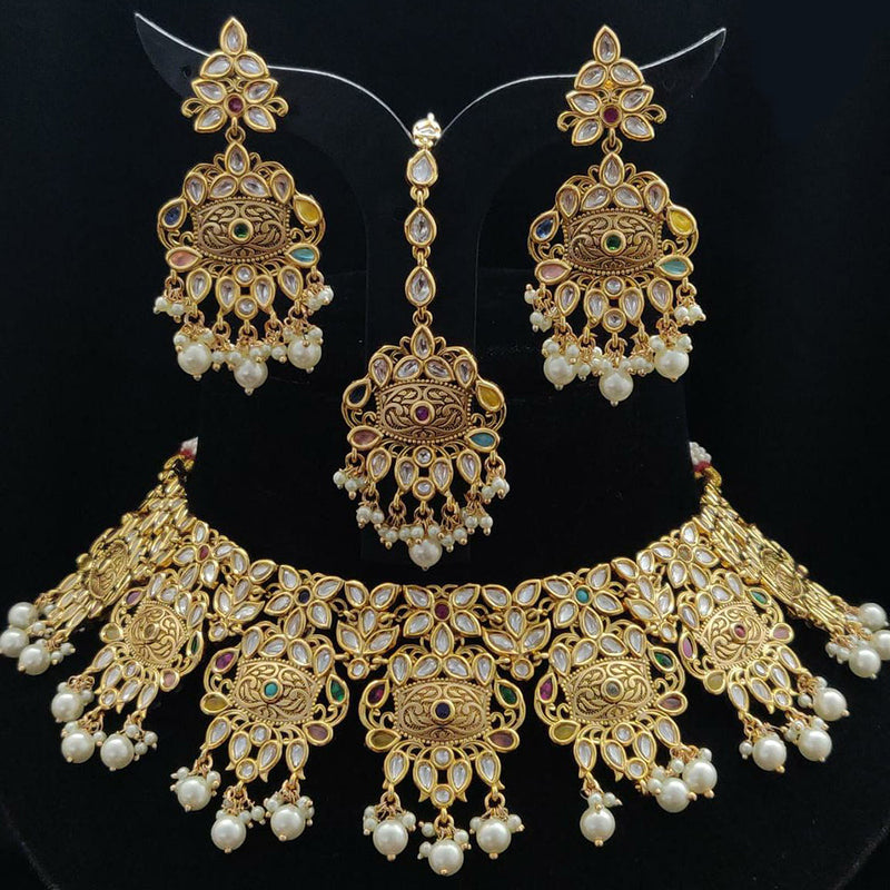 Vivah Creations Gold Plated Reverse AD Choker Necklace Set