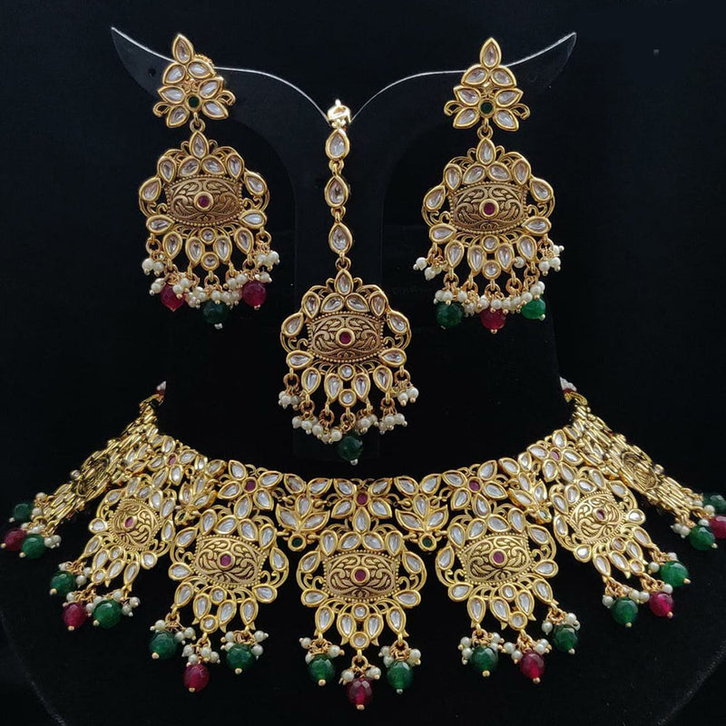 Vivah Creations Gold Plated Reverse AD Choker Necklace Set