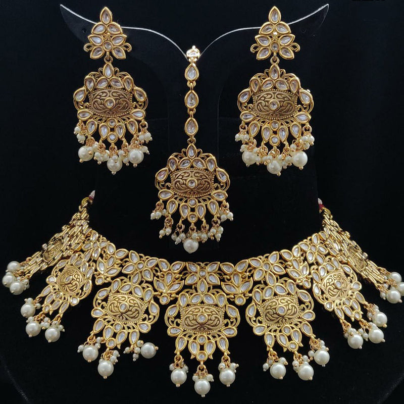 Vivah Creations Gold Plated Reverse AD Choker Necklace Set