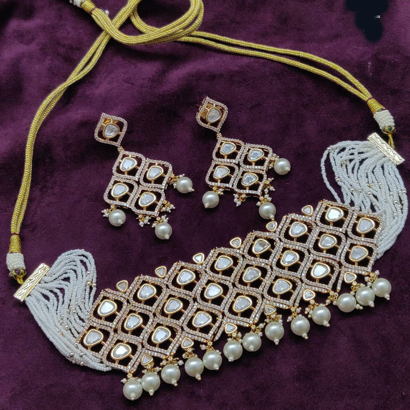 Vivah Creations Gold Plated AD Choker Necklace Set