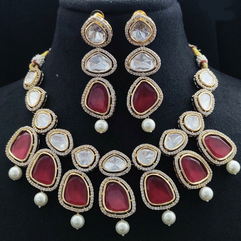 Vivah Creations Gold Plated AD Necklace Set