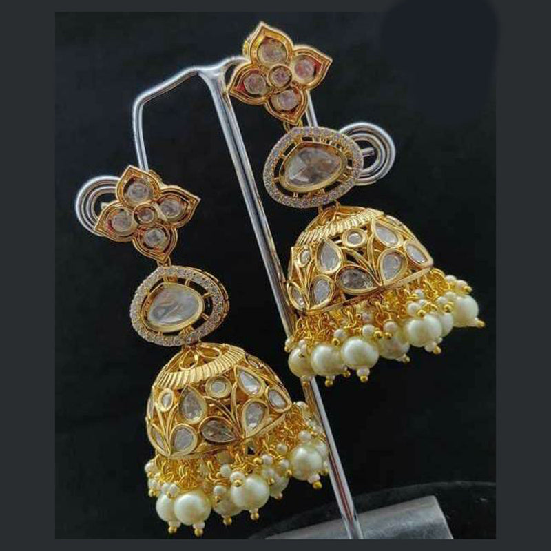 Vivah Creations Gold Plated Kundan Jhumki Earrings