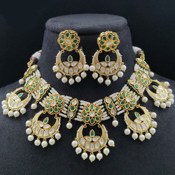 Vivah Creations Gold Plated Kundan And Pearl Necklace Set