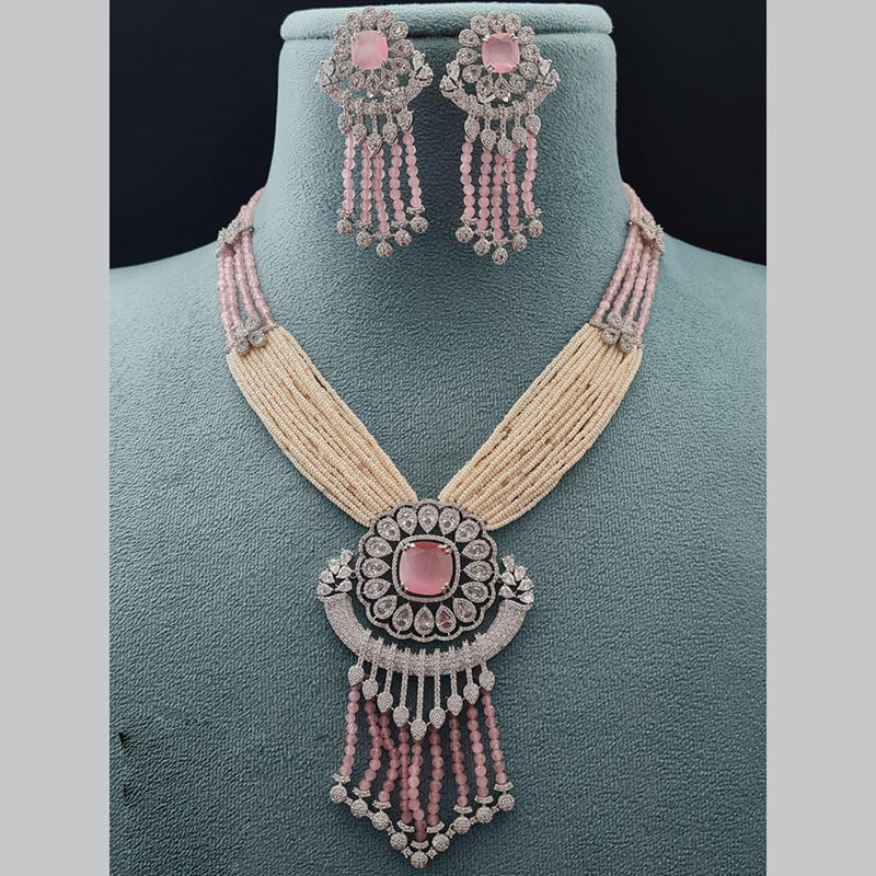 Vivah Creations Silver Plated AD Necklace Set