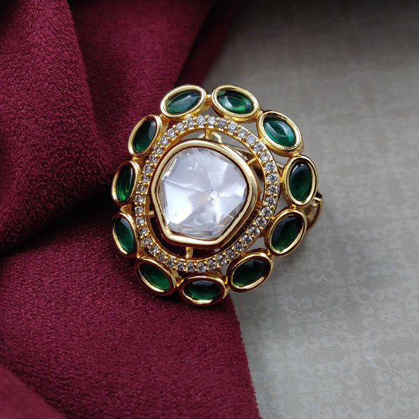 Vivah Creations Gold Plated Kundan And Meenakari Rings