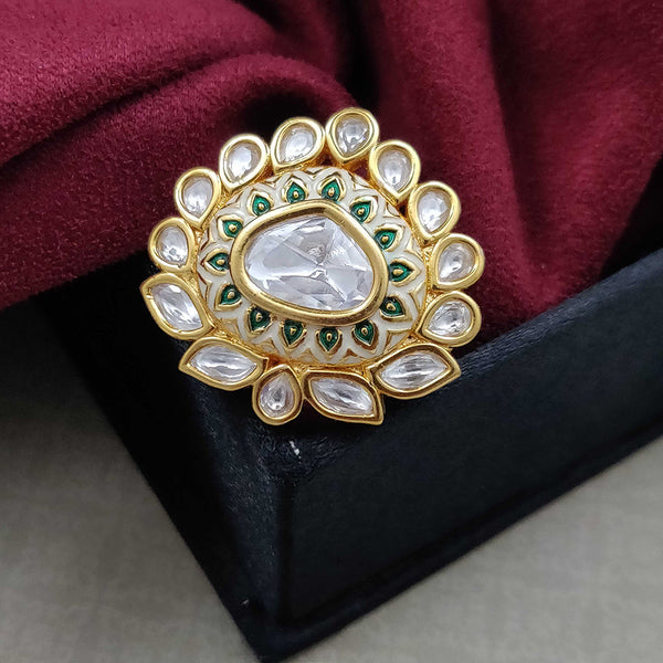 Vivah Creations Gold Plated Kundan And Meenakari Rings