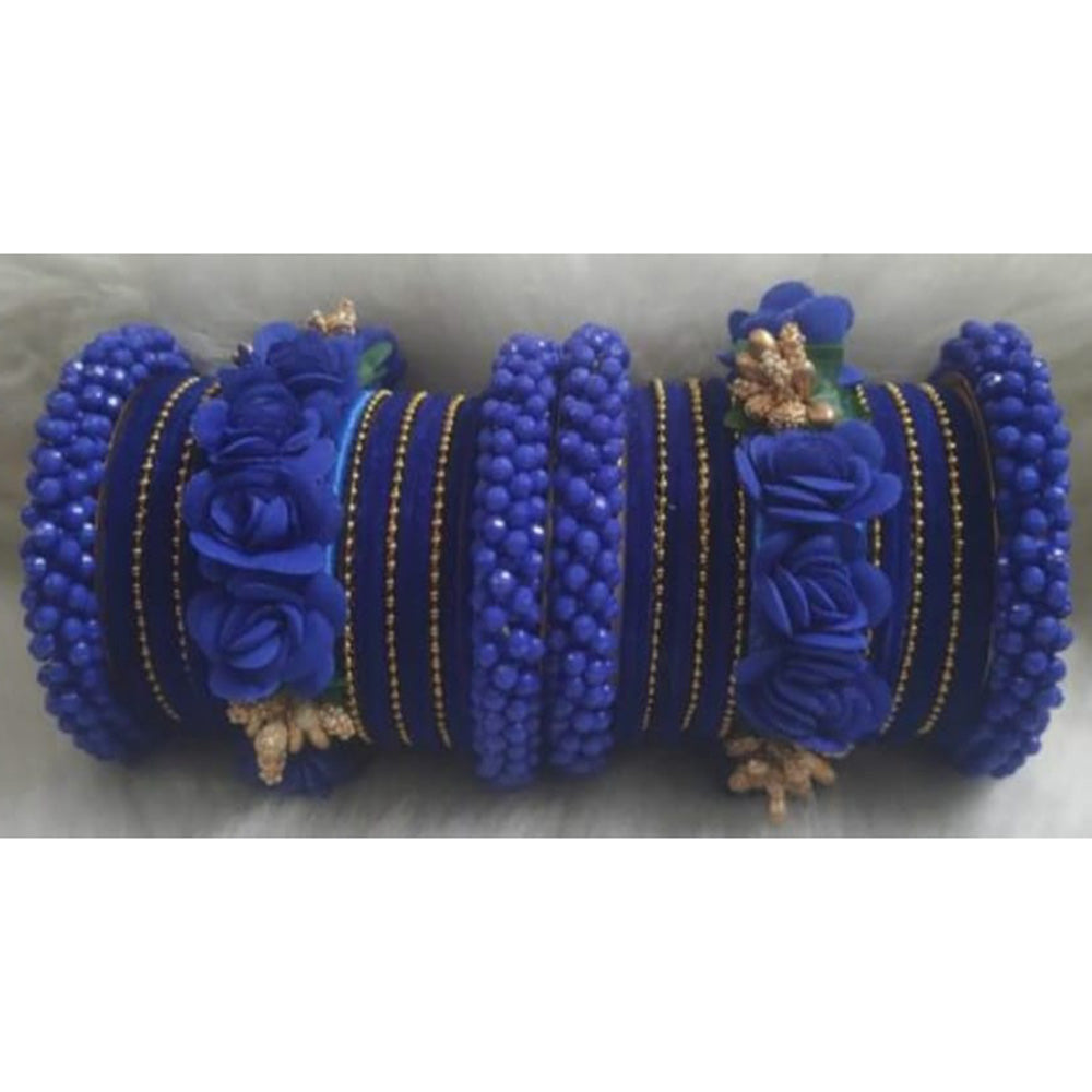 Ravechi Art Gold Plated Velvet Bangles Set