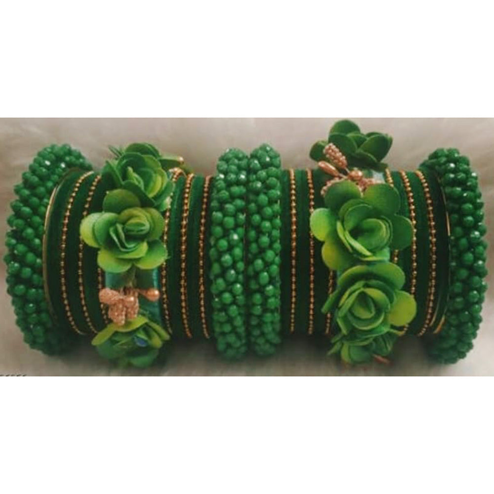 Ravechi Art Gold Plated Velvet Bangles Set