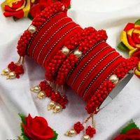 Ravechi Art Gold Plated Velvet Bangles Set