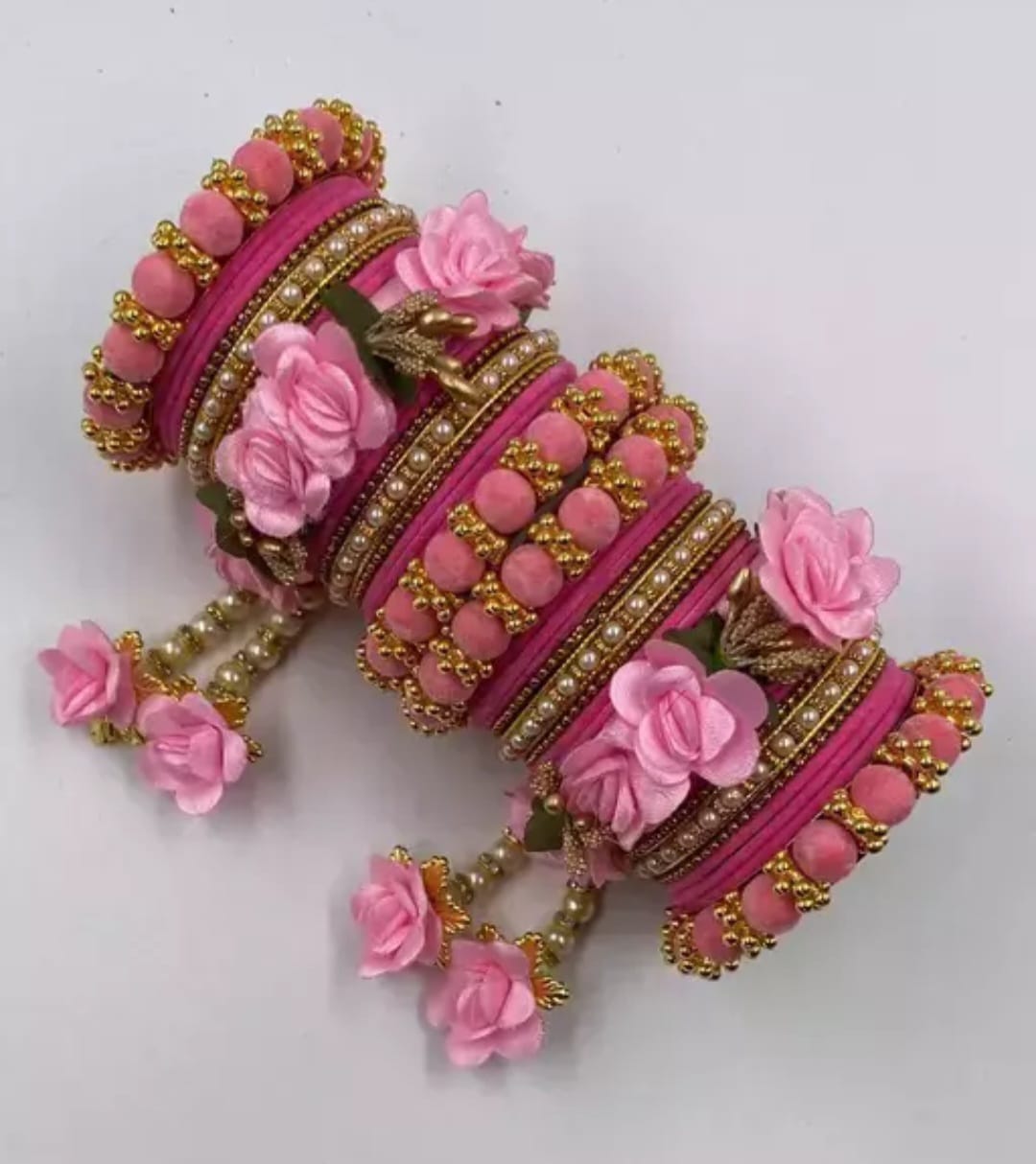 Ravechi Art Gold Plated Velvet Bangles Set