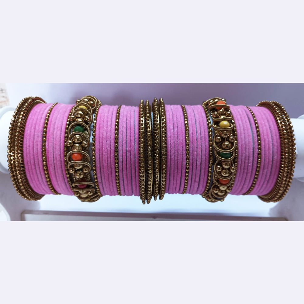 Ravechi Art Gold Plated Velvet Bangles Set