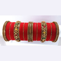 Ravechi Art Gold Plated Velvet Bangles Set