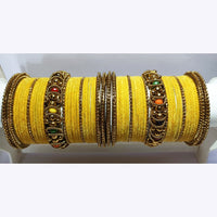 Ravechi Art Gold Plated Velvet Bangles Set