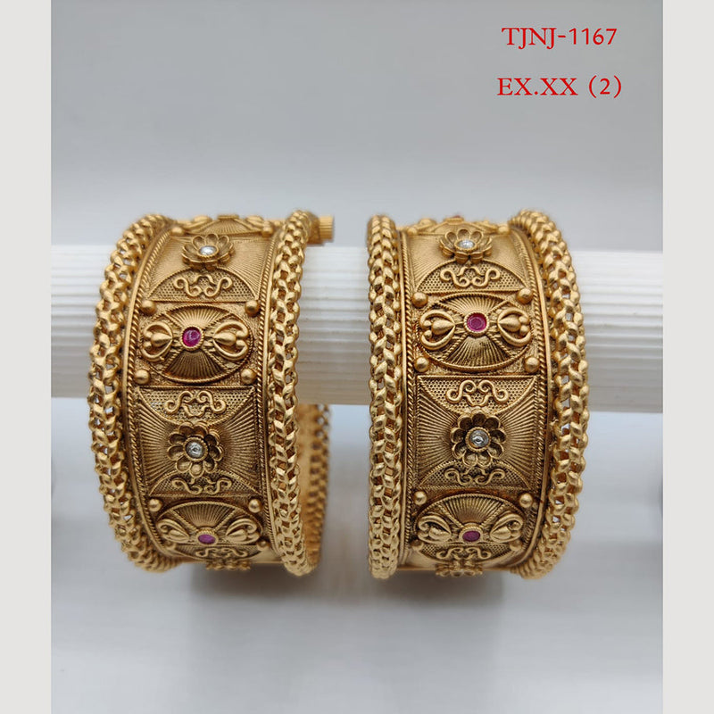 Choice Gold Plated Pota Stone Bangles Set