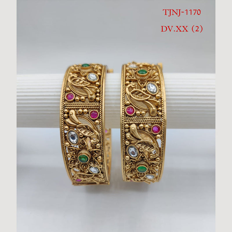 Choice Gold Plated Pota Stone Bangles Set